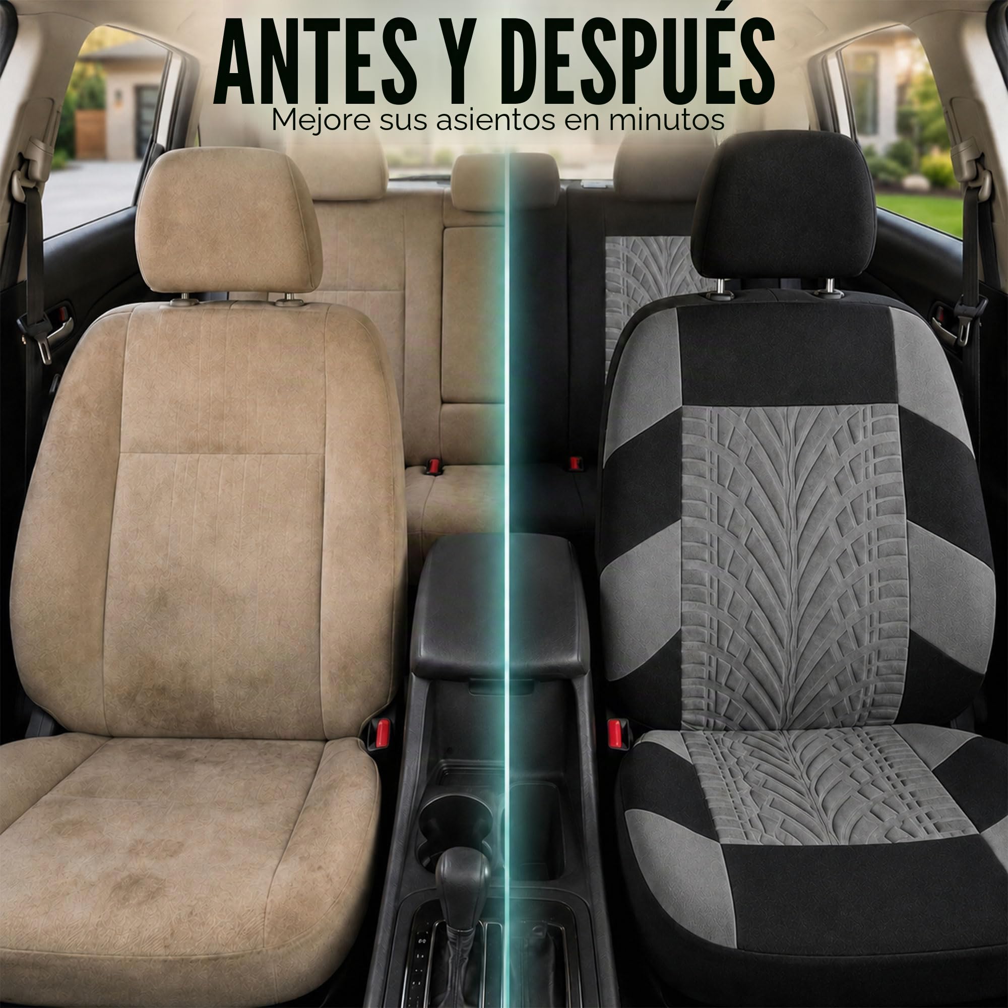 FH GROUP Juego Completo de Fundas de Asiento de automóvil, de Tela, Ajuste Universal, compatibles con Bolsa de Aire, Asiento Trasero Dividido, Lavables, para SUV, sedán