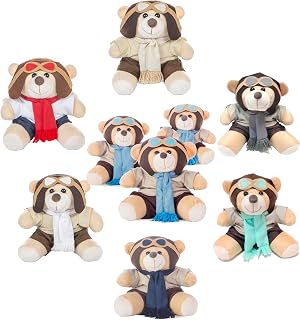 Ursinho Pelúcia 25 cm Aviador Decoração de Quarto de Bebê Festa Baloeiro Nicho de Parede Presente Personalizado Bichinho Pelucia Fofinha Urso Lembrancinha para convidados Decoração Mesa Aniversário
