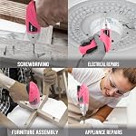 Hi-Spec 3.6V Rechargeable Electric Screwdriver Set for Home Repairs, Pink | 27 pc included, quick assembly jobs, reduced hand fatigue, portable charging convenience, tidy storage, ready for quick tasks