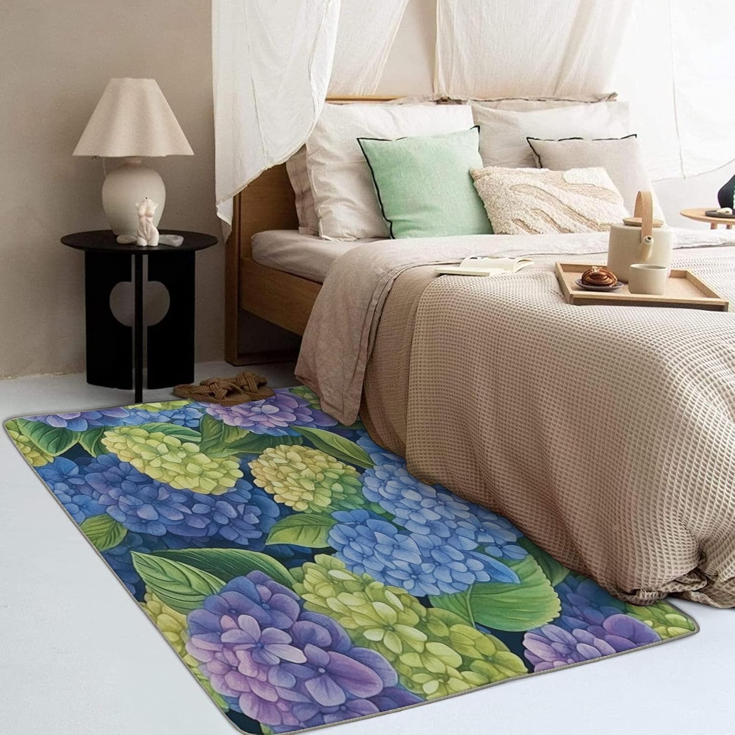 Generic Hydrangea Area Rug - 2x3 Rug - Hydrangea Rug - Blue and Green Floral Area Rug - Spring Flower Rugs - Girls Carpet S-&244