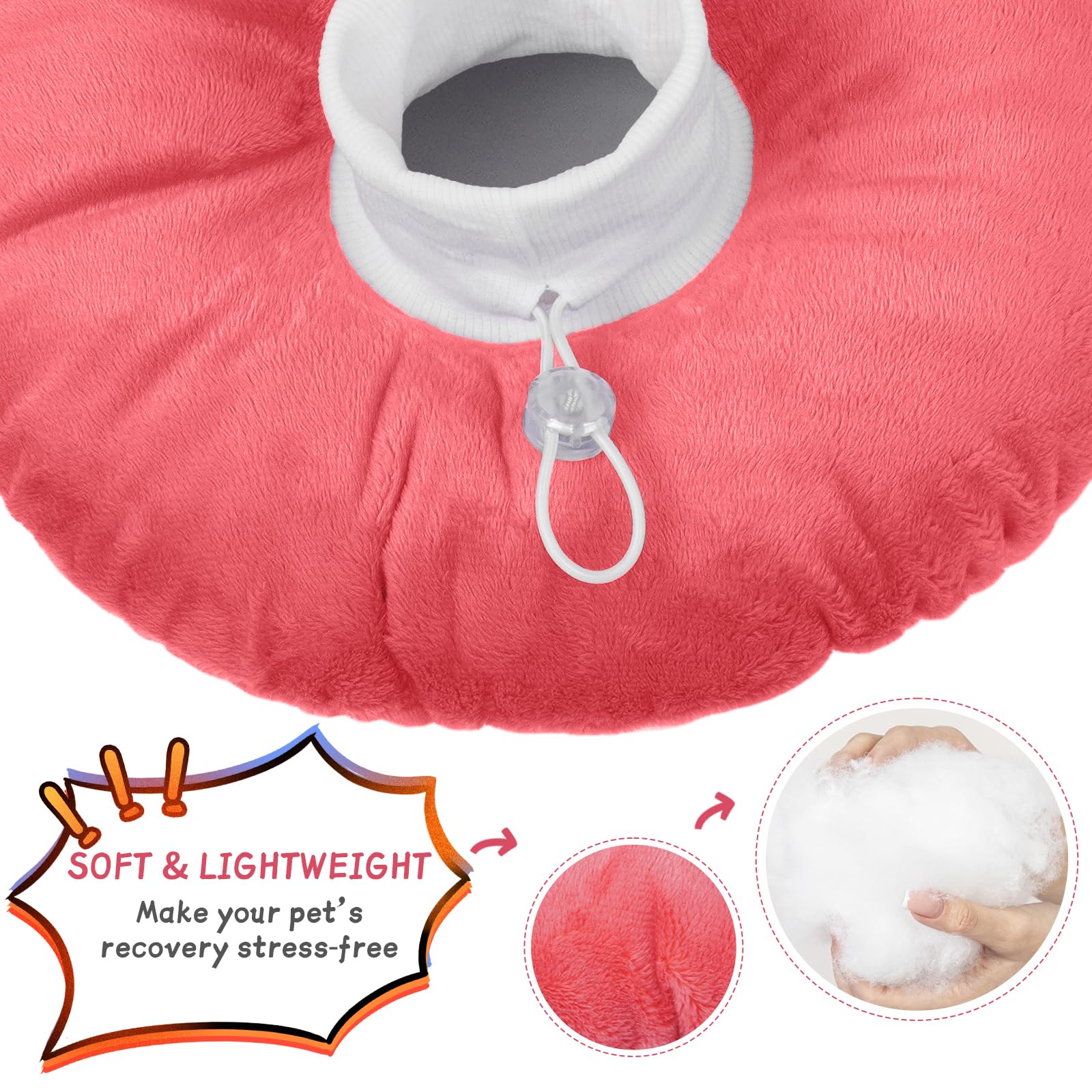 Cat Cone Collar Soft Small, Comfortable Kitten Elizabethan Collar for Cat Recovery Cone Neck Donut(Pink, S) - Image 3