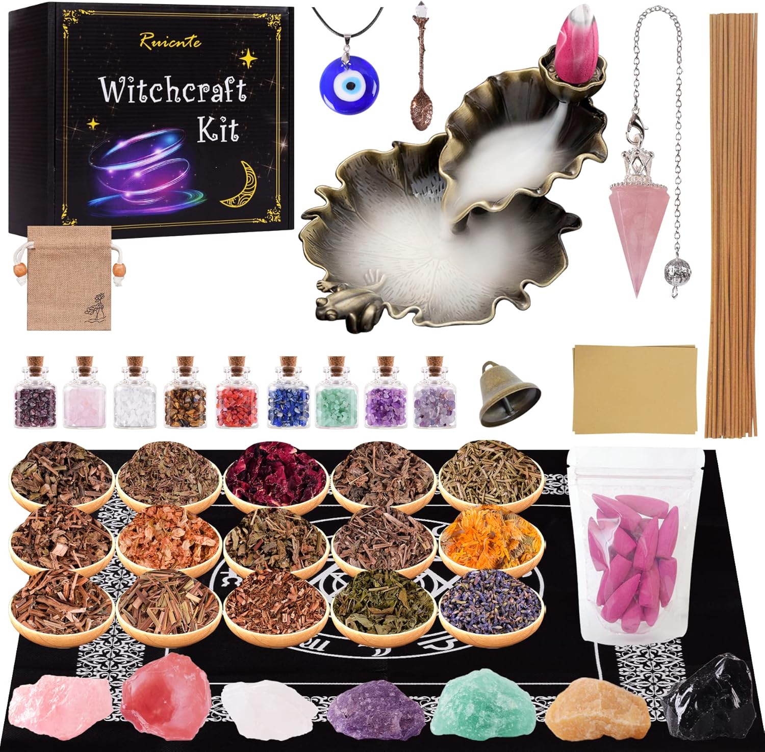Witchcraft Supplies Witch Herbs Kit for Spell,Upgraded Wiccan Supplies