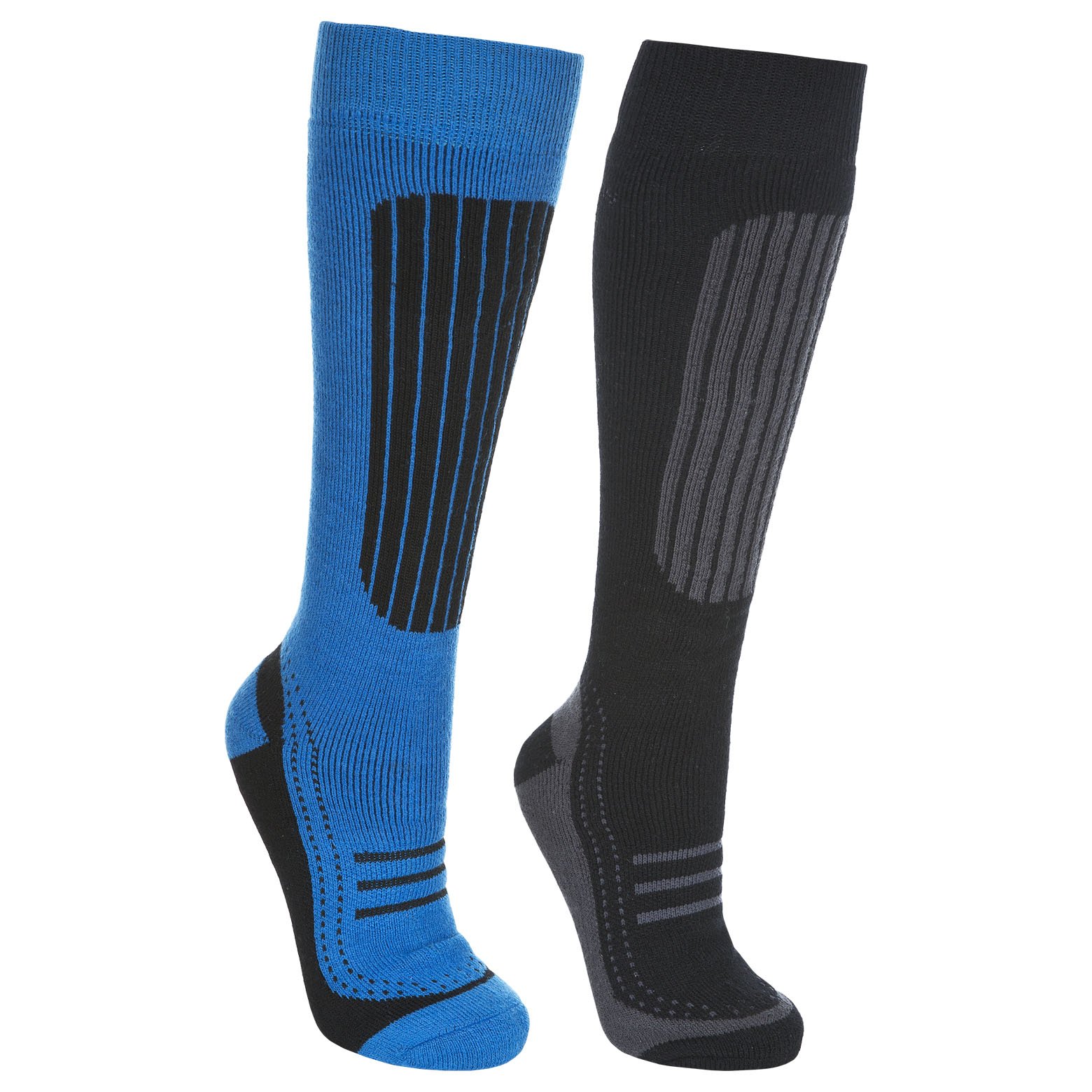 Trespass (4/7, Black / Bright Blue) Mens Ski Socks 2 Pack Langdon Ii