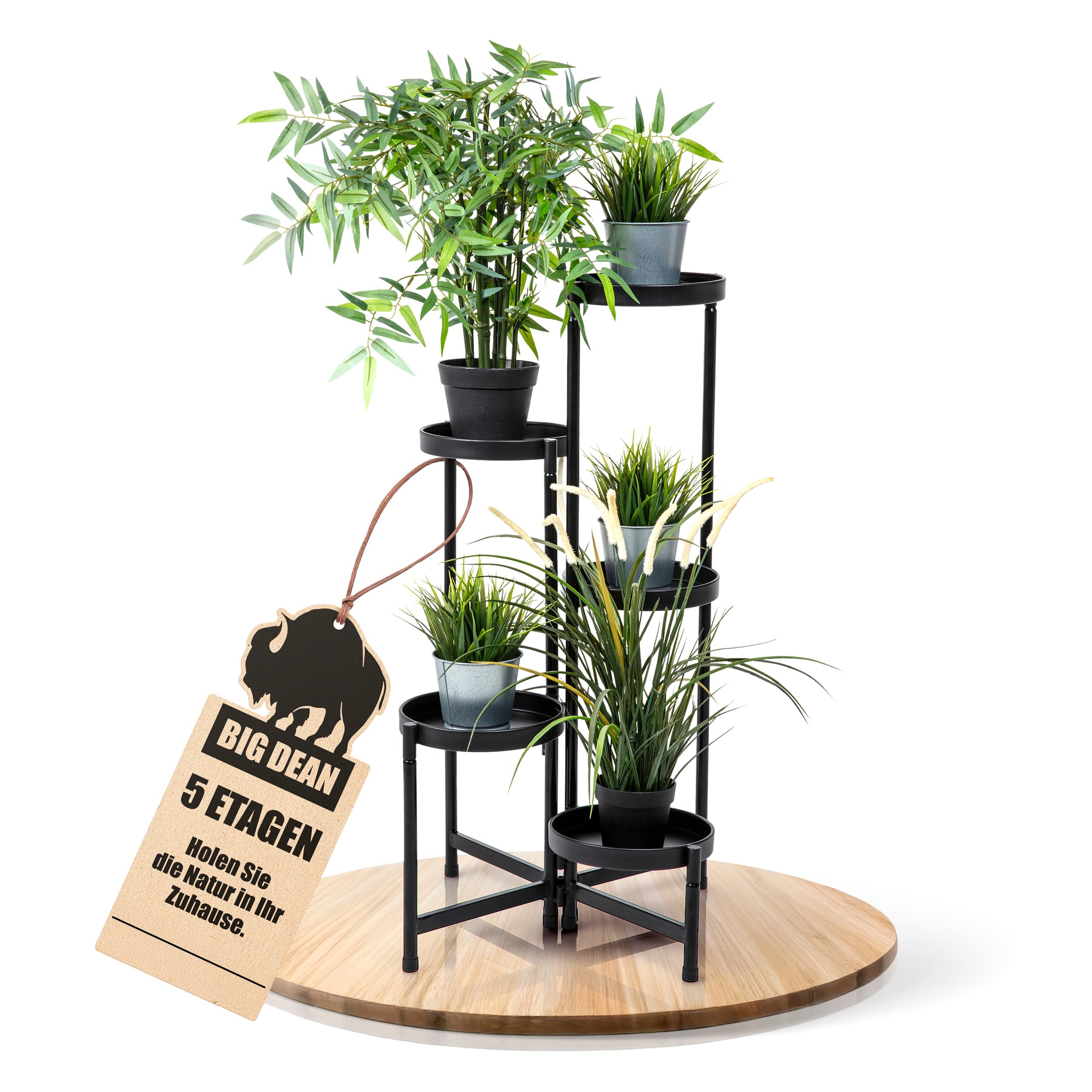BigDean 5 Etagen Blumentreppe Blumenständer klappbarer Pflanzenständer Pflanzenregal Blumenregal Pflanzentreppe robuster Blumenständer Metall