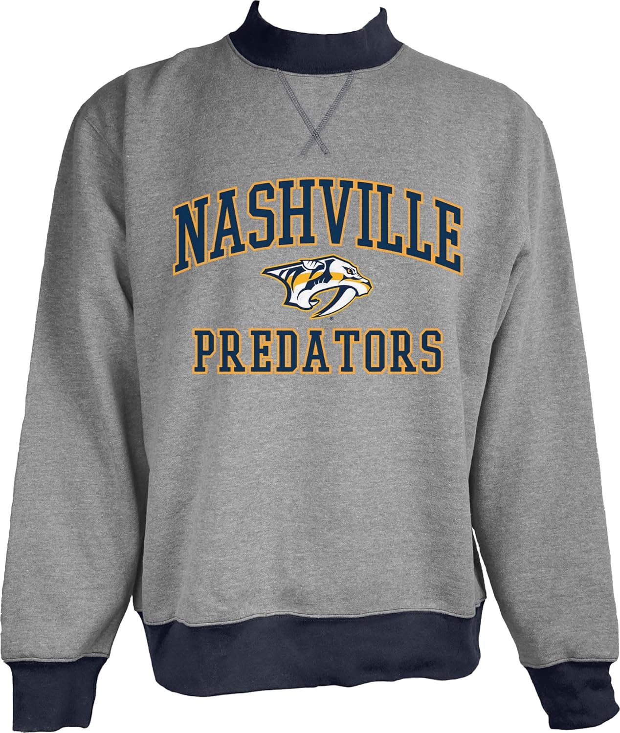 Blue 84 NHL Officially Licensed Mock Crewneck Sweatshirt Twill Embroidery