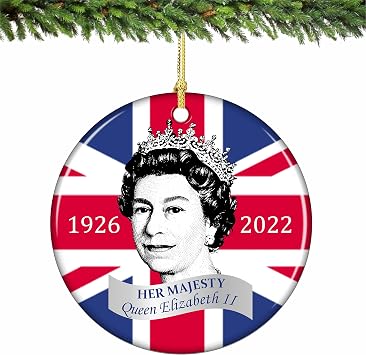 Queen Elizabeth II Christmas Ornament Porcelain Union Jack 1926-2022 Royal Collection