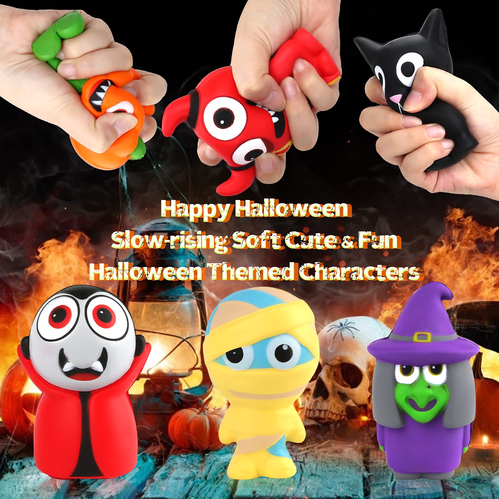 Lot De 20 Jouets Mochi Squishy Halloween - Mini Figurines Anti-stress (citrouille, Fantôme) Pour Sachets De Friandises
