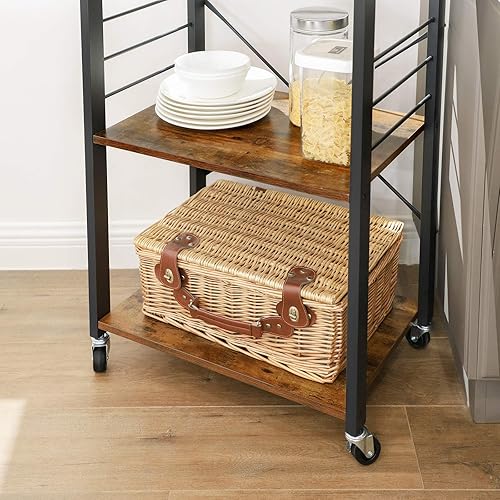 Miniatura 7 de VASAGLE Estante de cocina con ruedas, carrito de servicio de 23.6 pulgadas con 3 estantes, carrito de cocina, estante de microondas, para mini café