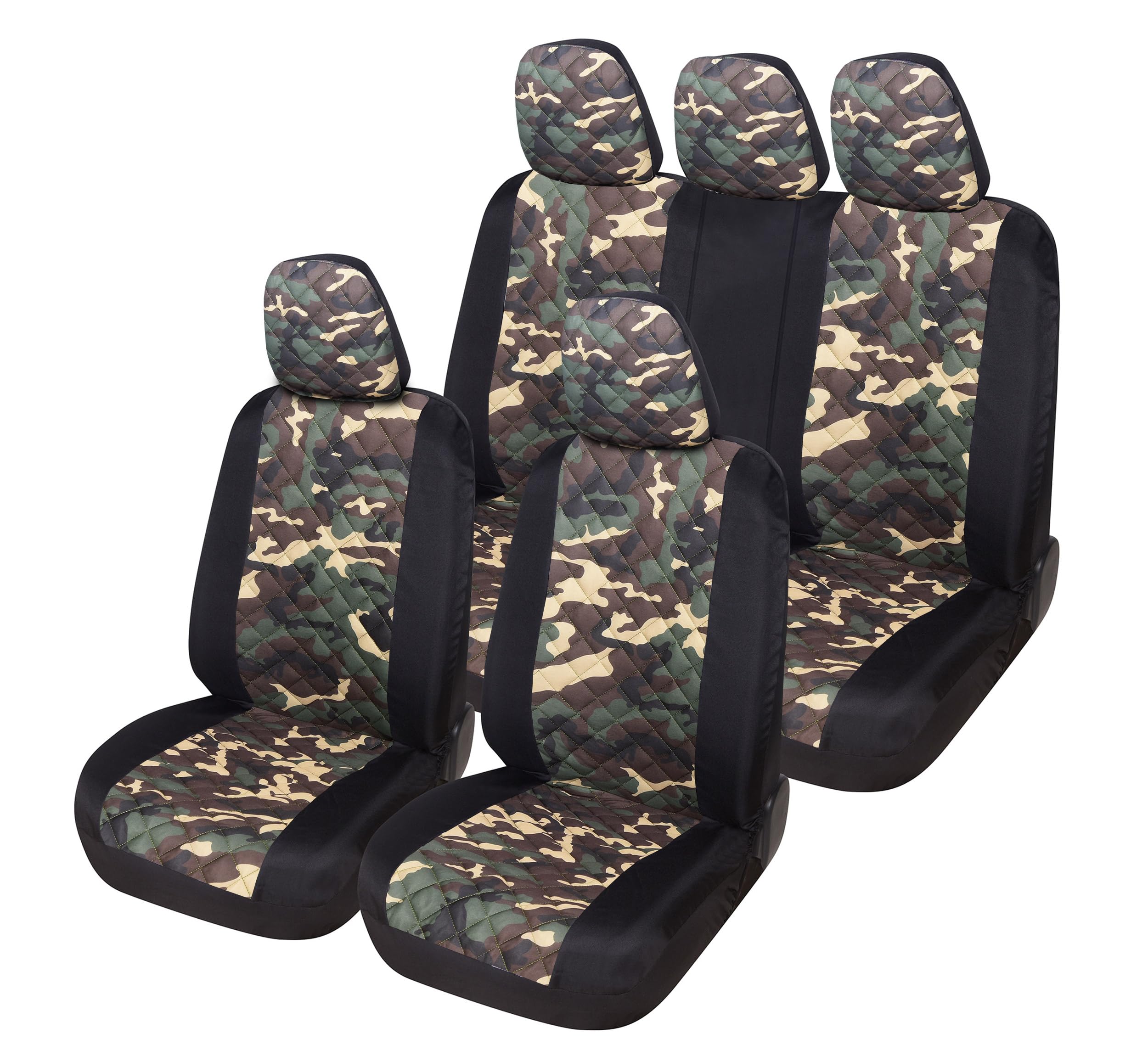 Auto Accessori Lupex A23 Coprisedili auto universali, anteriori e posteriori (Set Completo Bicolore, Mimetico Verde)