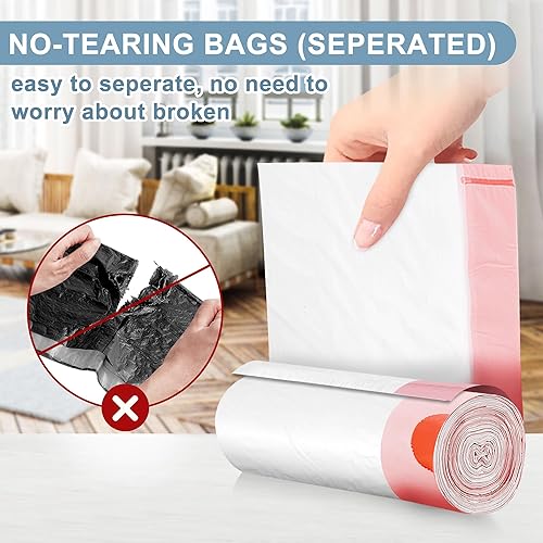 Miniatura 3 de Bolsas de basura pequeñas de 4 galones, sin desgarros con cordón, bolsas de basura blancas sin perfume, 60 unidades