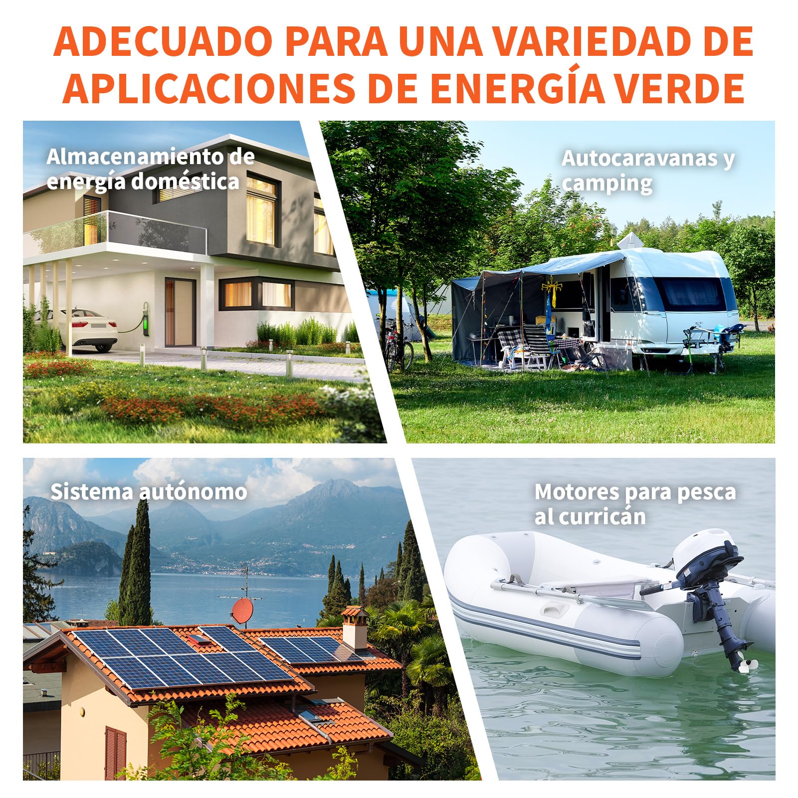 Batería 24V Lifepo4, Bateria Litio 100Ah con 98% Eficiencia Celdas Grado A BMS 100A IP65 4500-16000 Ciclos Profundos para Aplicaciones Solares y Marinas
