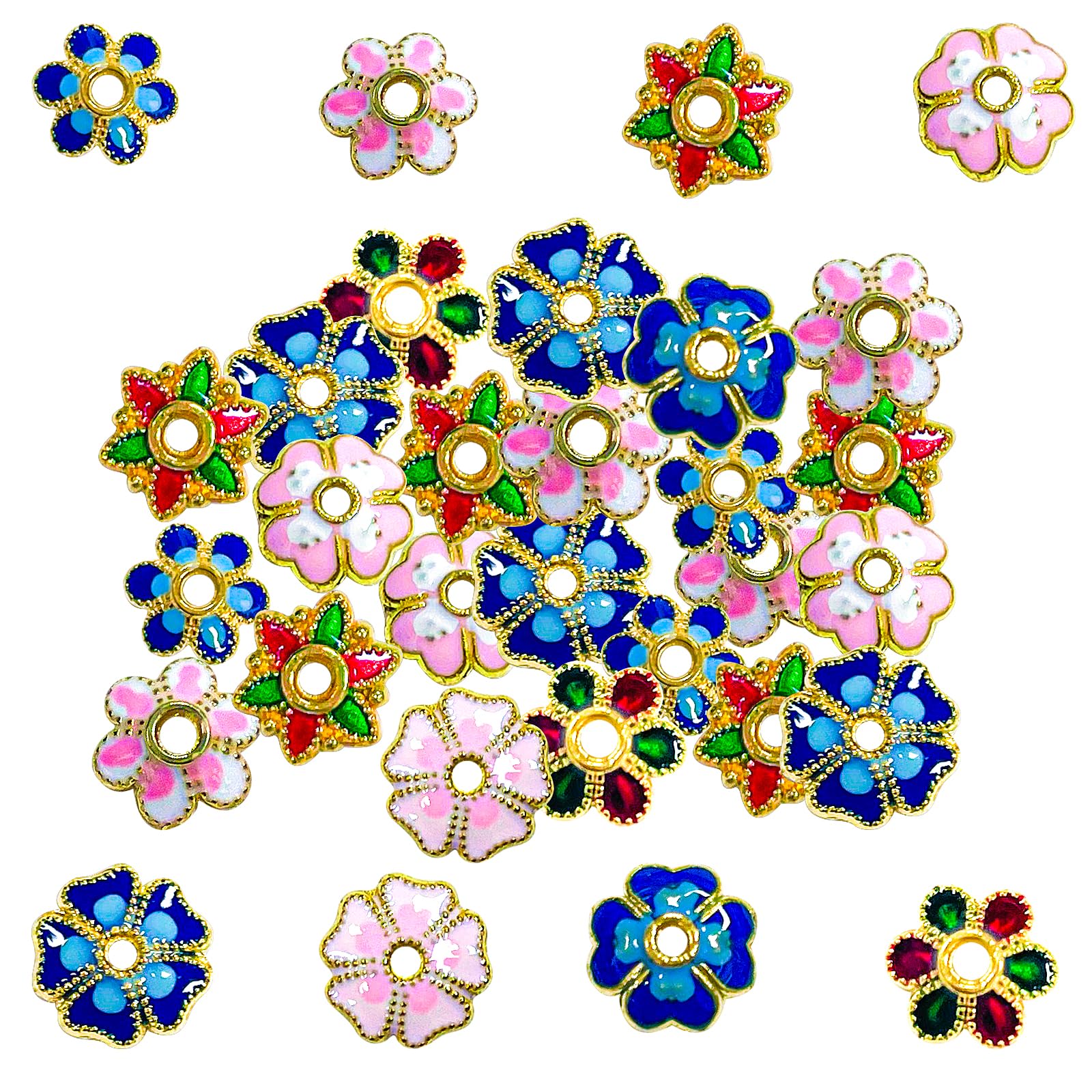 Bracelet Beads Bracelets, Includes 8 Different Types of Two-Tone Floral Caps Making Kit