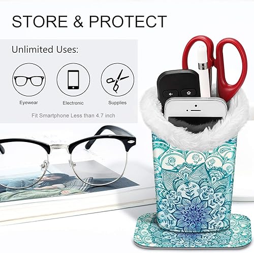 Miniatura 132 de Fintie Soporte para anteojos forrado de felpa con base magnética, estuche de cuero vegano prémium para lentes