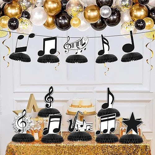 Miniatura 2 de Paquete de 12 notas musicales de nido de abeja, centro de mesa, decoraciones de fiesta, notas musicales, decoraciones de feliz cumpleaños, mesas