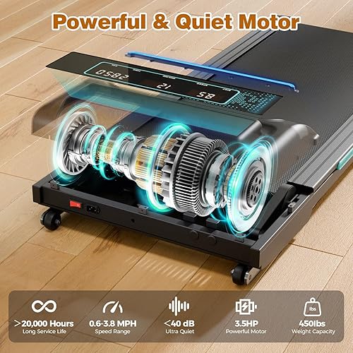 Miniatura 7 de Caminadora con 12% de inclinación automática, altavoz Bluetooth con aplicación de 450 libras de capacidad de 3.5 HP, caminadora portátil compacta