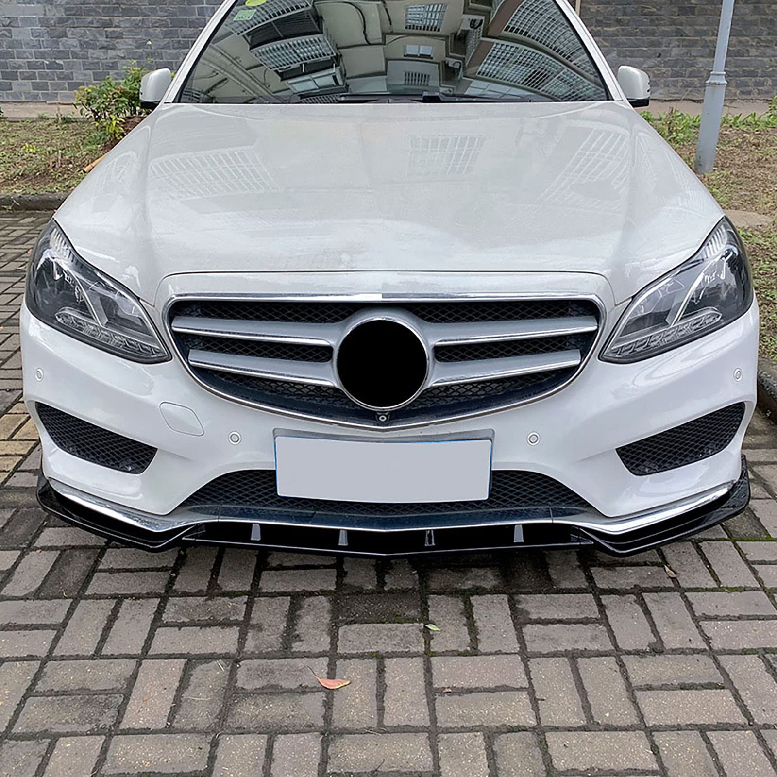 Kompatybilny z Mercedes-Benz E-Class W212 E260 E300 AMG Line 2013-2015, przedni spojler, Car Lower Body Kit Splitter Car Styling akcesoria zewnętrzne, błyszczący czarny
