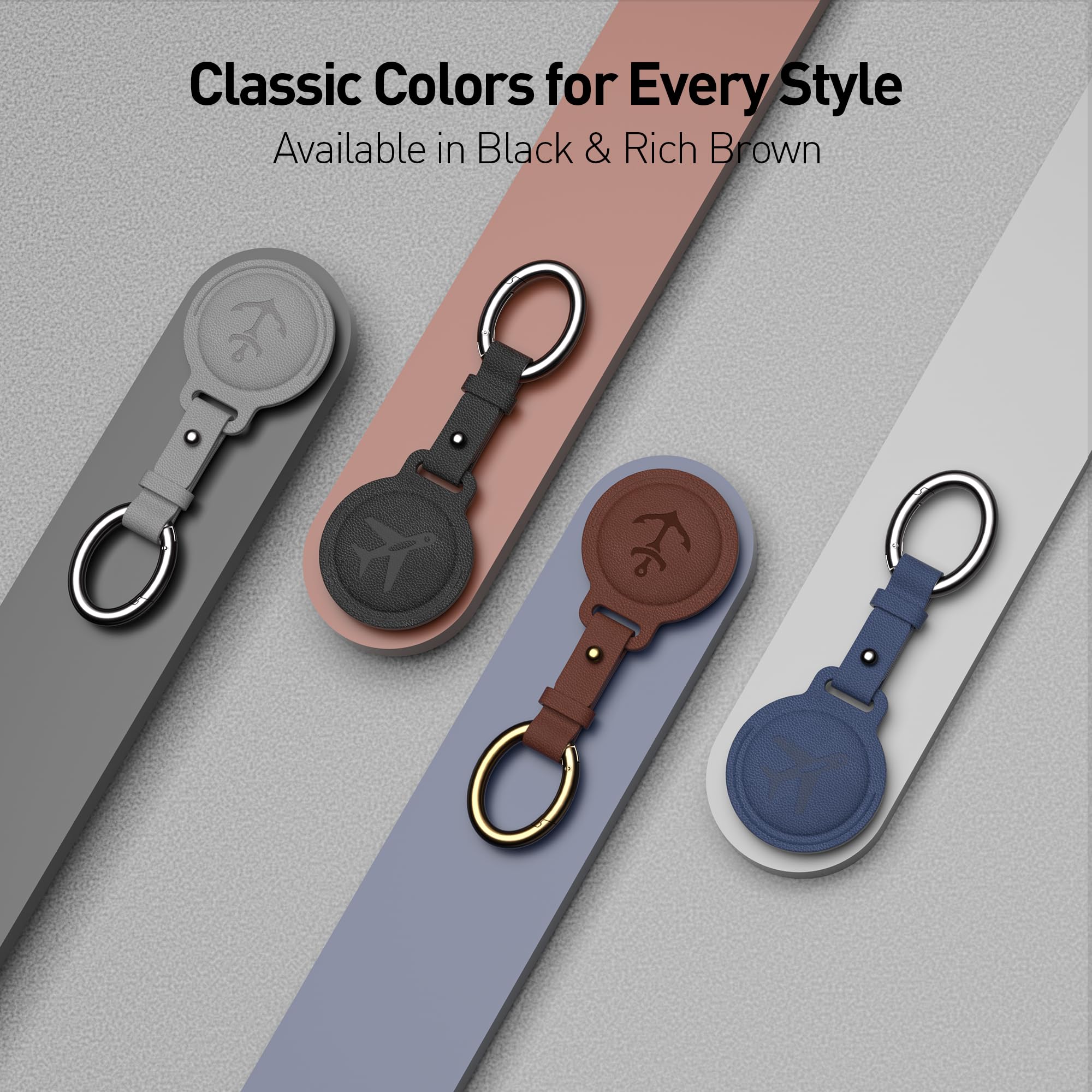 YISH Airtag brelok do kluczy ze skóry PU: Brelok do kluczy i etui na karty Airtag, elegancki i praktyczny design, czarny