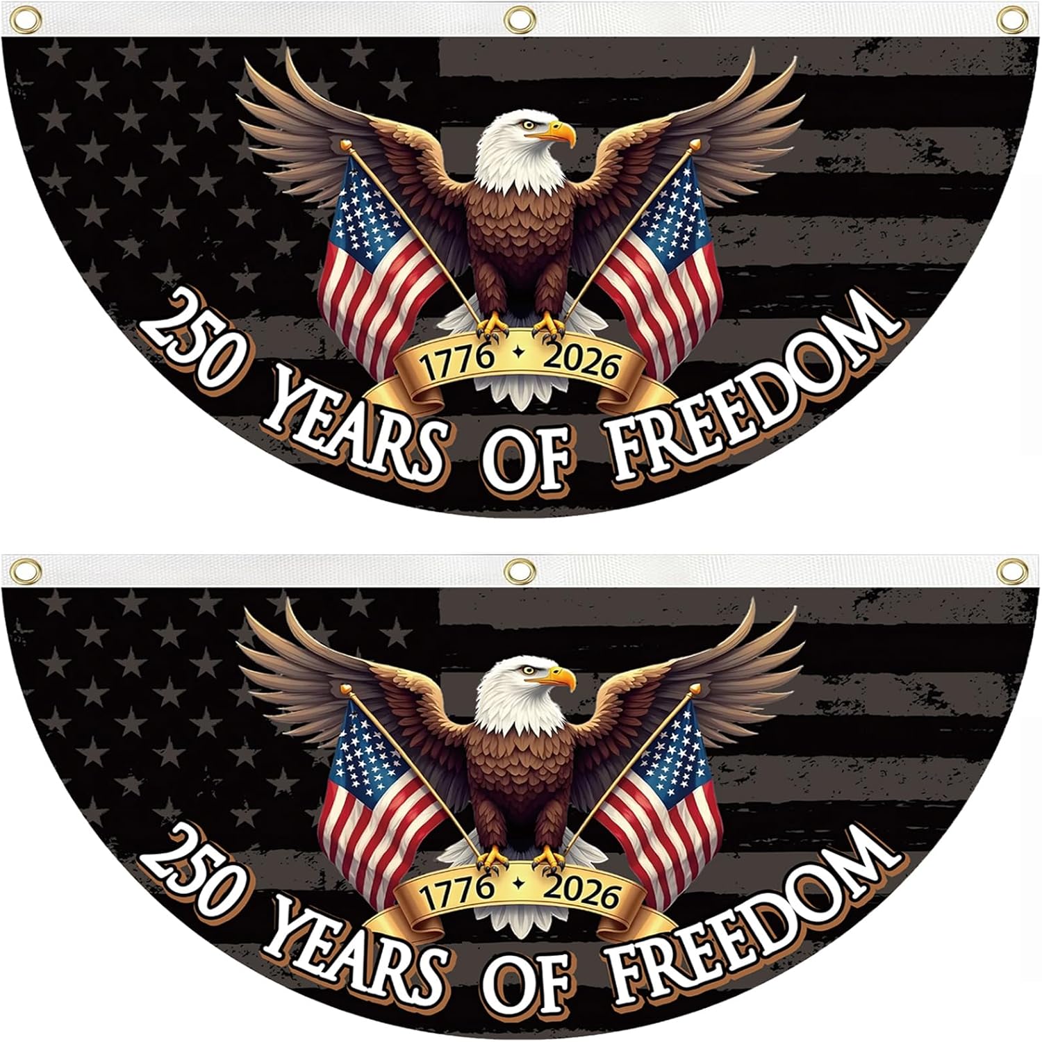 WENWELL 250 Year Anniversary of Freedom Banner Flag, Patriotic Eagle 1776–2026 Commemorative USA Décor, 3x6 FT Bunting with Brass Grommets, 2 Pack
