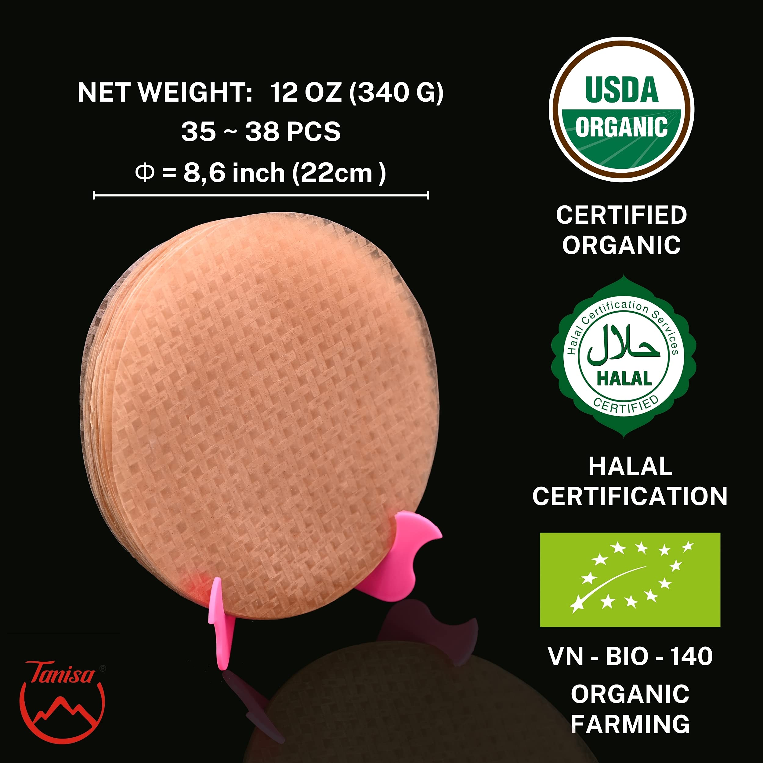 Buy TANISA Organic Brown Rice Paper Wrapper Healthy Gluten Free