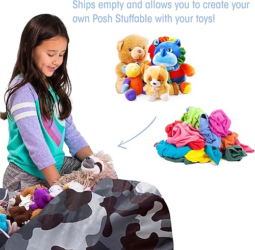 Miniatura 18 de Posh Stuffable - Sillón puff con almacenamiento para niños, contenedor de animales de peluche, organizador de juguetes de niños Lienzo Burbujas Azul