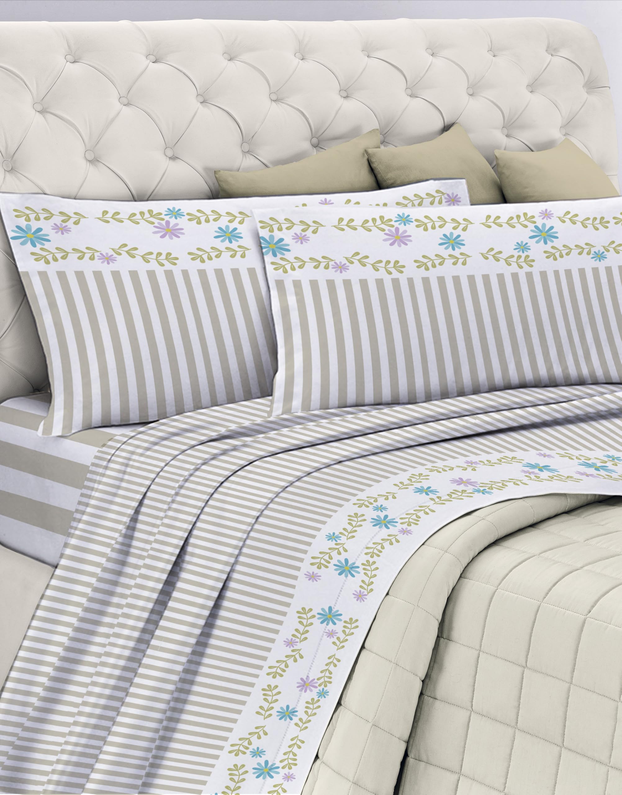 GEMITEX Cotton Bed Set, 100% Cotton, Breathable, Free of Harmful Substances, Certified Quality Standard 100 by OEKO-TEX Confidence in Textile, Single, G26/Taupe, Designed in Italy