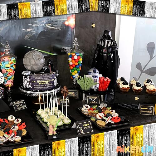 Miniatura 8 de Paquete de 10 guirnaldas de flecos metálicos de oropel de 10 pies para colgar en la pared, cortina de fondo para flotadores de desfile, despedida de