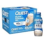Quest Nutrition Vanilla Protein Shake, 45g Protein, 2g Sugar, 3g Net Carbs, Ready to Drink, Gluten Free, 12 Count