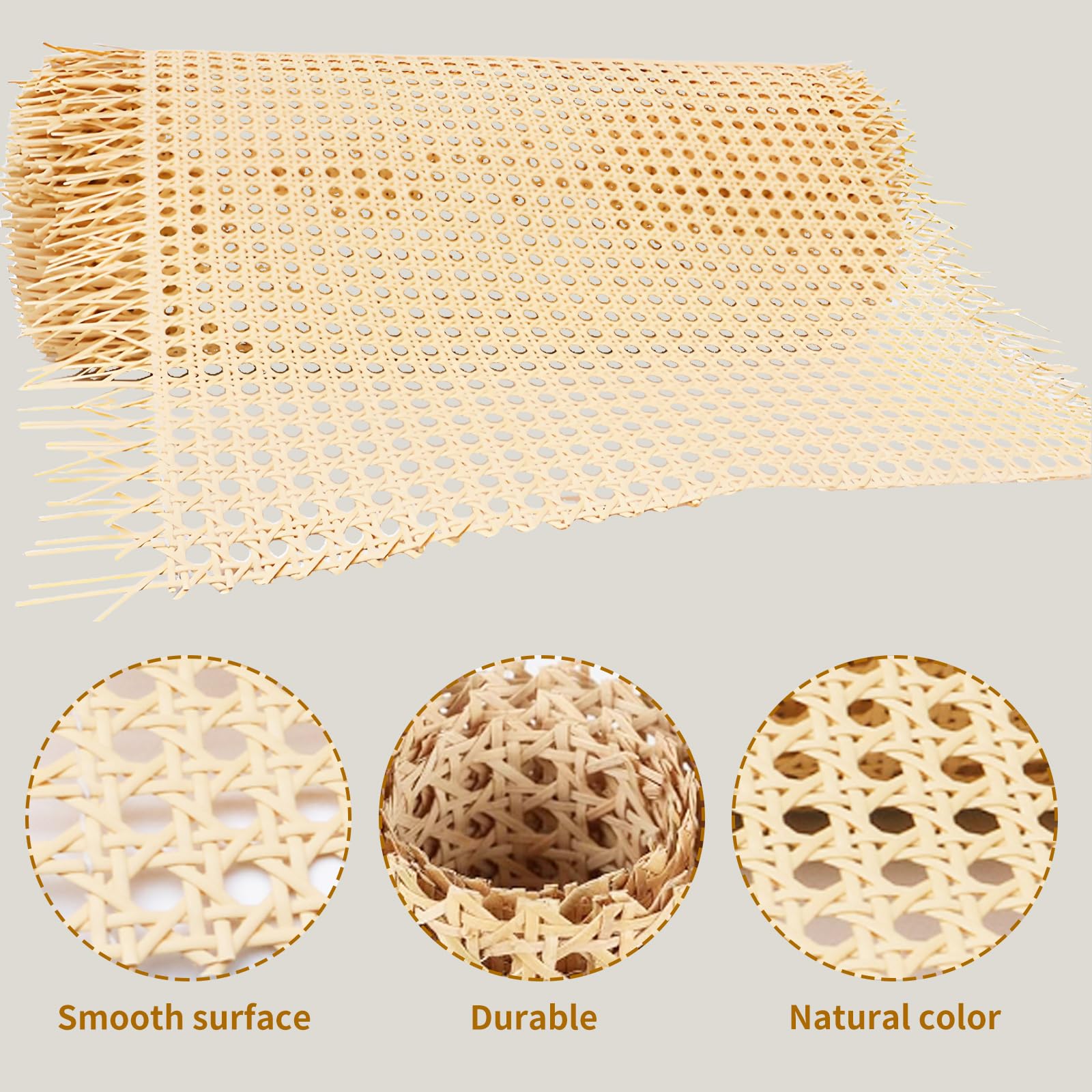 Natural Rattan Webbing Roll 35x100 cm (13.8x39.4 Inch), Cane Rattan Webbing Roll - Image 4