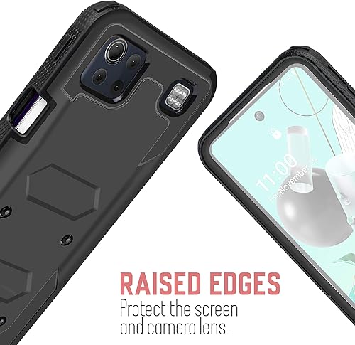 Miniatura 3 de Funda para LG K92 5G con protector de pantalla integrado, clip para cinturón con soporte integrado, funda protectora resistente a prueba de golpes
