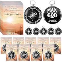 20 Sets Compass Bulk Gifts Fathers Day Bible Verse Mini Compass Man of God Religious Cards Christian Cards and OPP Bags for Dad Pastors Gifts Church Nautical Travel Party Decor