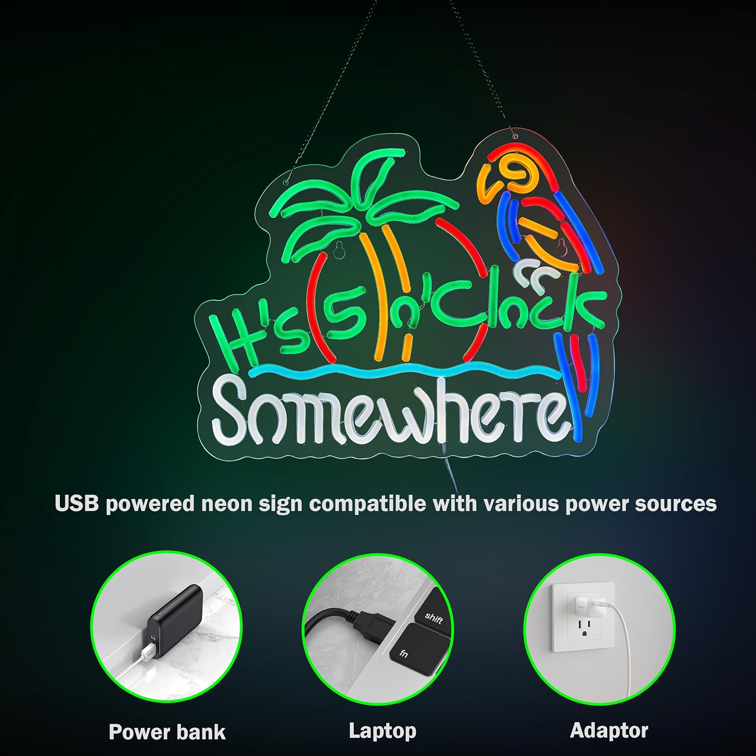 ZODZ Its 5 00 O'clock Some Where Neon Sign for Wall Décor Dimmable Five Oclock Somewhere Sign LED Bar Beer Garage Neon Light. - Image 5