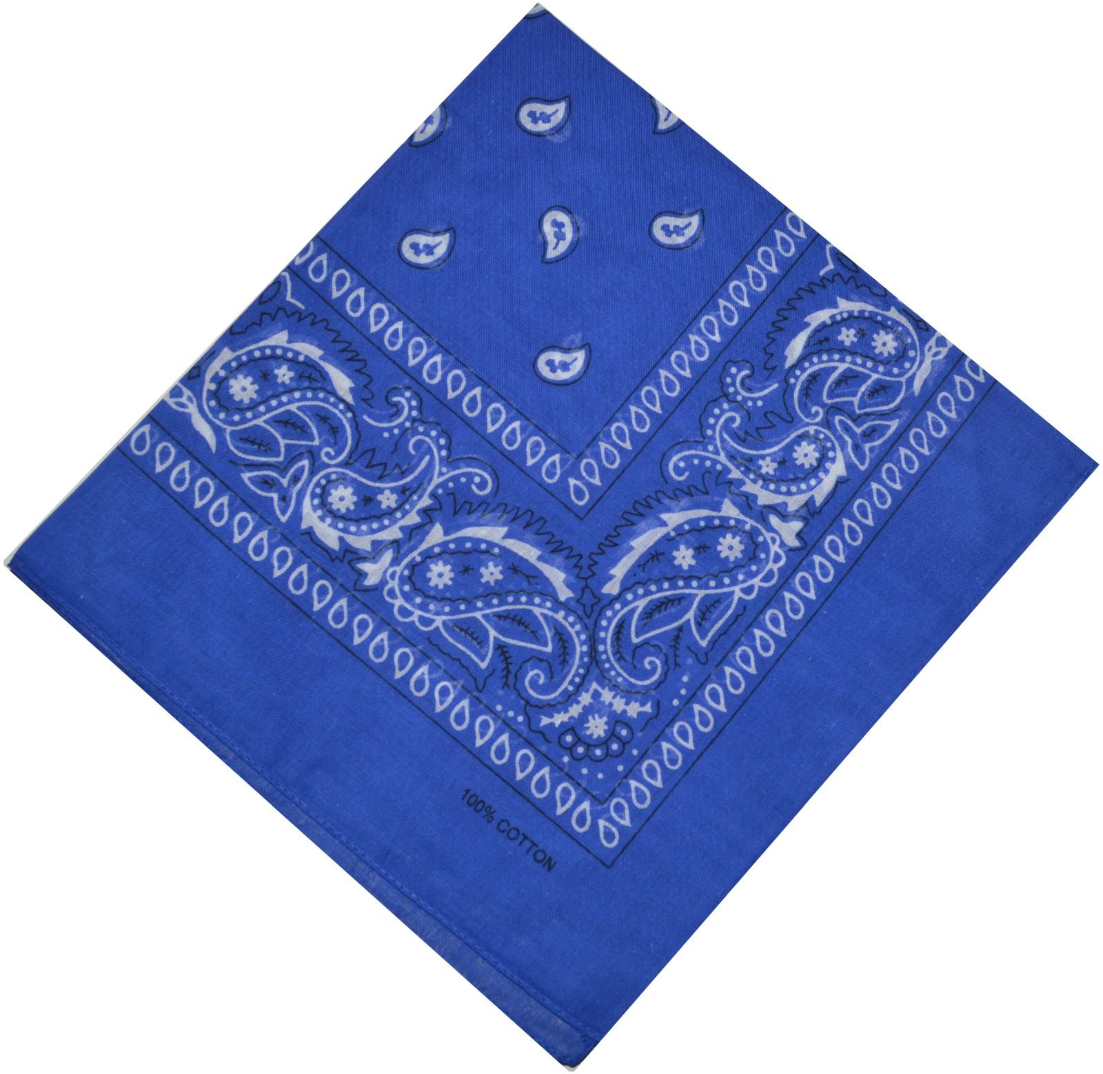 Bandana Halstuch Biker 1er 3er 6er 12er Pack Nikki Tuch Schal Paisley Kopftuch 100% Baumwolle 25 Farben (1er, Blau)