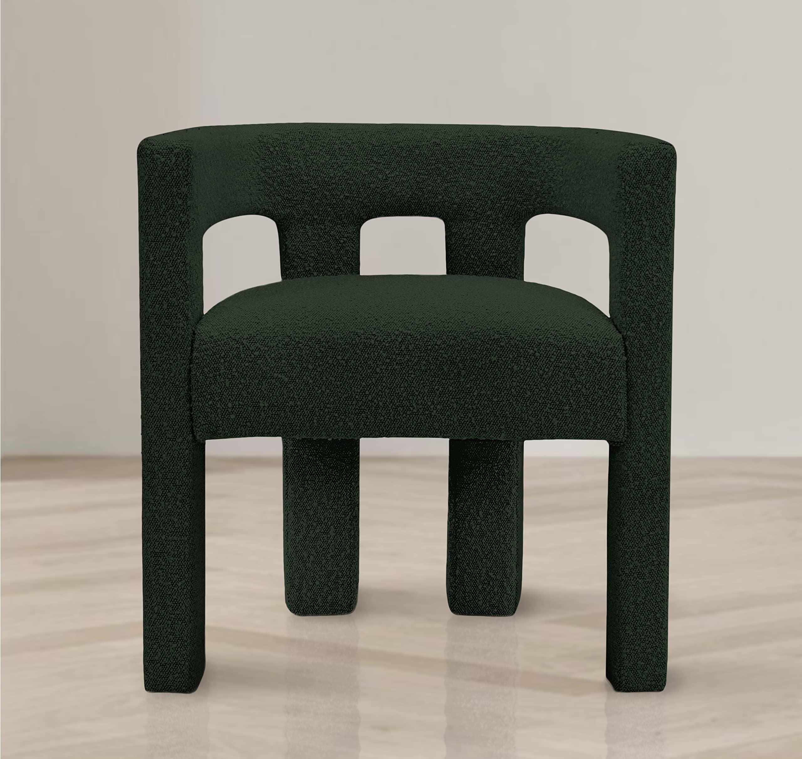 Meridian Furniture Athena Collection Modern | Contemporary Boucle Fabric Upholstered Accent | Dining Chair, 25 Inch W x 21 inch D x 27 inch H, Green