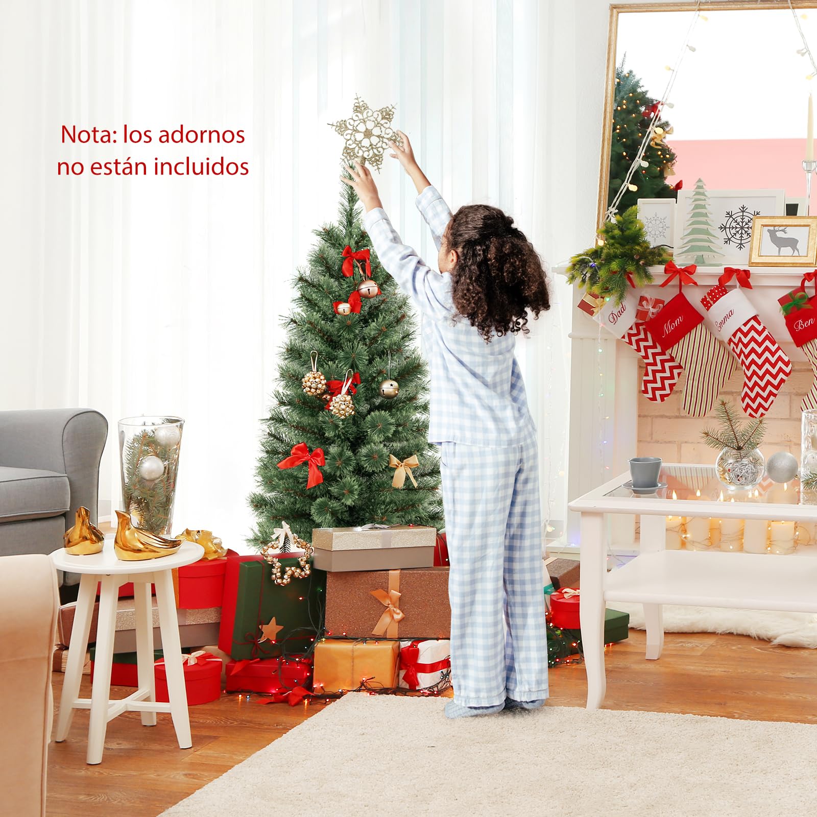 GYMAX Árbol de Navidad de 120 cm con 3 Modos de Transformación y 100 Luces LED, Árbol de Navidad con 116 Agujas de Abeto en Flor, Abeto con Base de Cemento (Estilo 1)