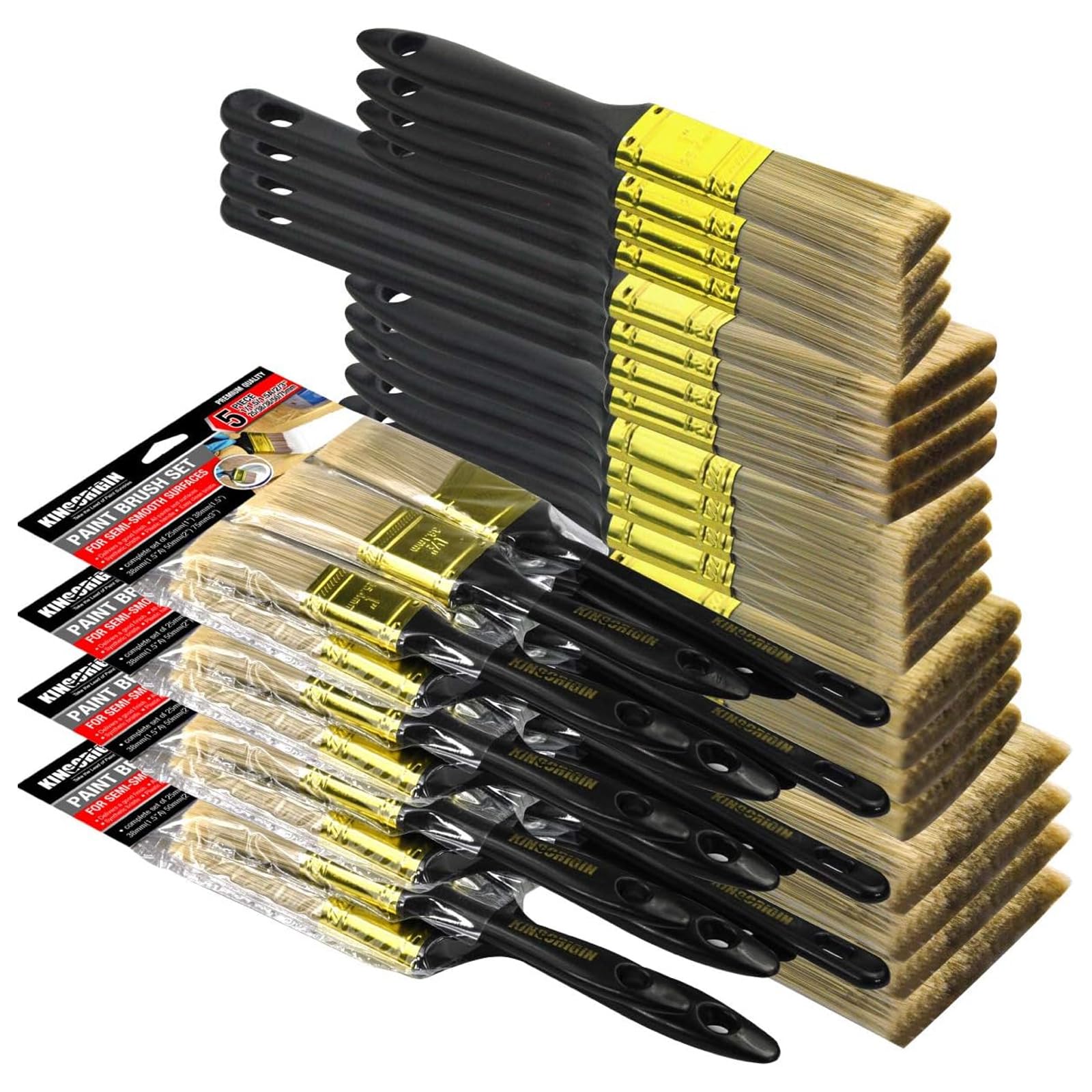 Paint Brushes, 20 PCS Paint Brush Set (3" 2" 1.5" 1" Flat &1.5" Angled), Paint Brush for Walls, Ceilings, Furniture, Wood Trim