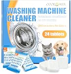 24 Count Washing Machine Cleaner Tablets, Powerful Descaler Washer Cleaner for HE, Front & Top Load Washer, Deodorizer, Septic Safe, 12-Month Supply for Pet Owners.