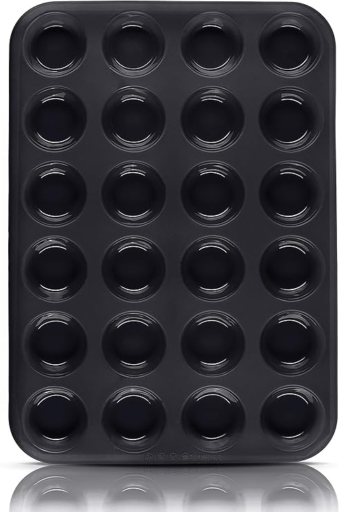 Walfos Mini Moule à Muffins En Silicone, 24 Tasses, Mini Moules à Cupcakes, Sans BPA Et Passe Au Lave-vaisselle, Moule En Silicone Antiadhésif, Idéal Pour La Fabrication De Muffins, Gâteaux, Pains
