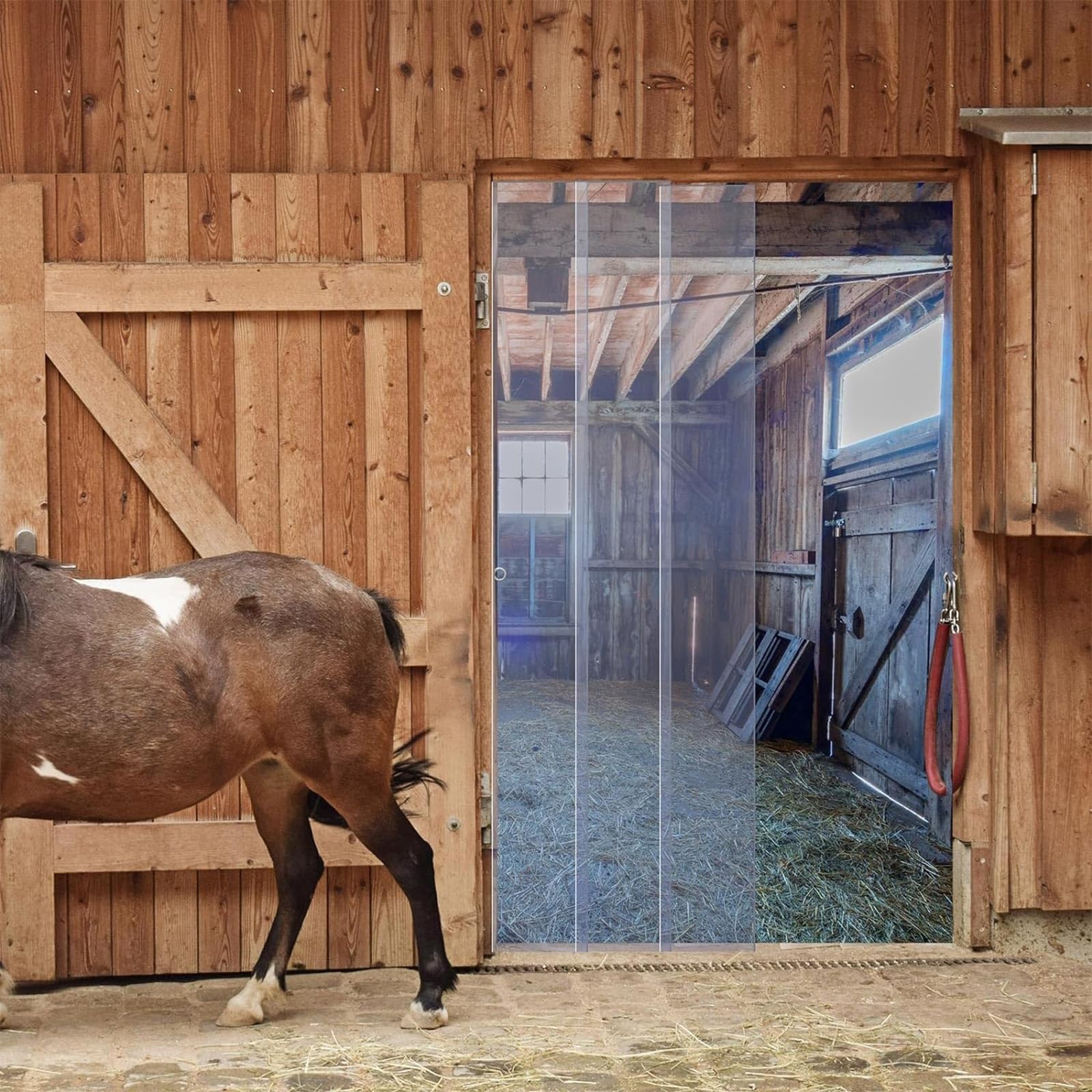 Rideau À Lanières Industriel Transparent, Rideau À Lamelles en PVC Convient pour La Porte D'entrée du Salon, Facile À Entrer Et À Quitter(165x200cm/64.96x78.74in)
