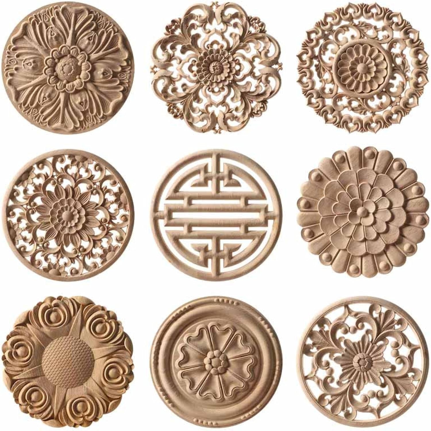 Furniture Flower Wood Embossed Pillars Carved Decal Corner Onlay Post Applique Frame Door Furniture Wall Unpainted Home Decor 30 * 30Cm