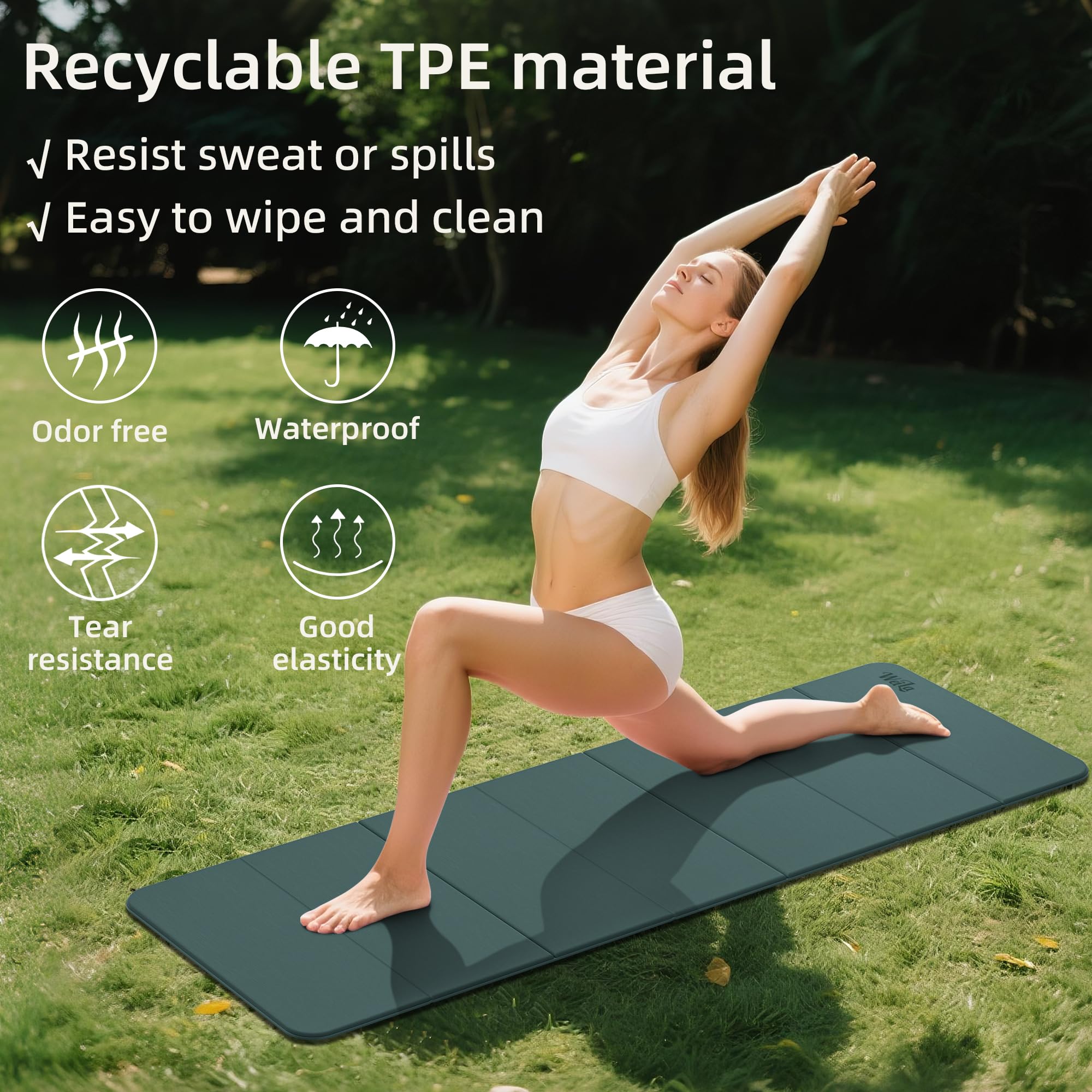 Yogamatte, Pilates-Ausrüstung, 1,27 cm, extra dick, 175,3 x 61 cm, geruchlose Trainingsmatten für Zuhause, Fitnessstudio, rutschfeste Trainingsmatten für Damen und Herren, Heimtraining, faltbare