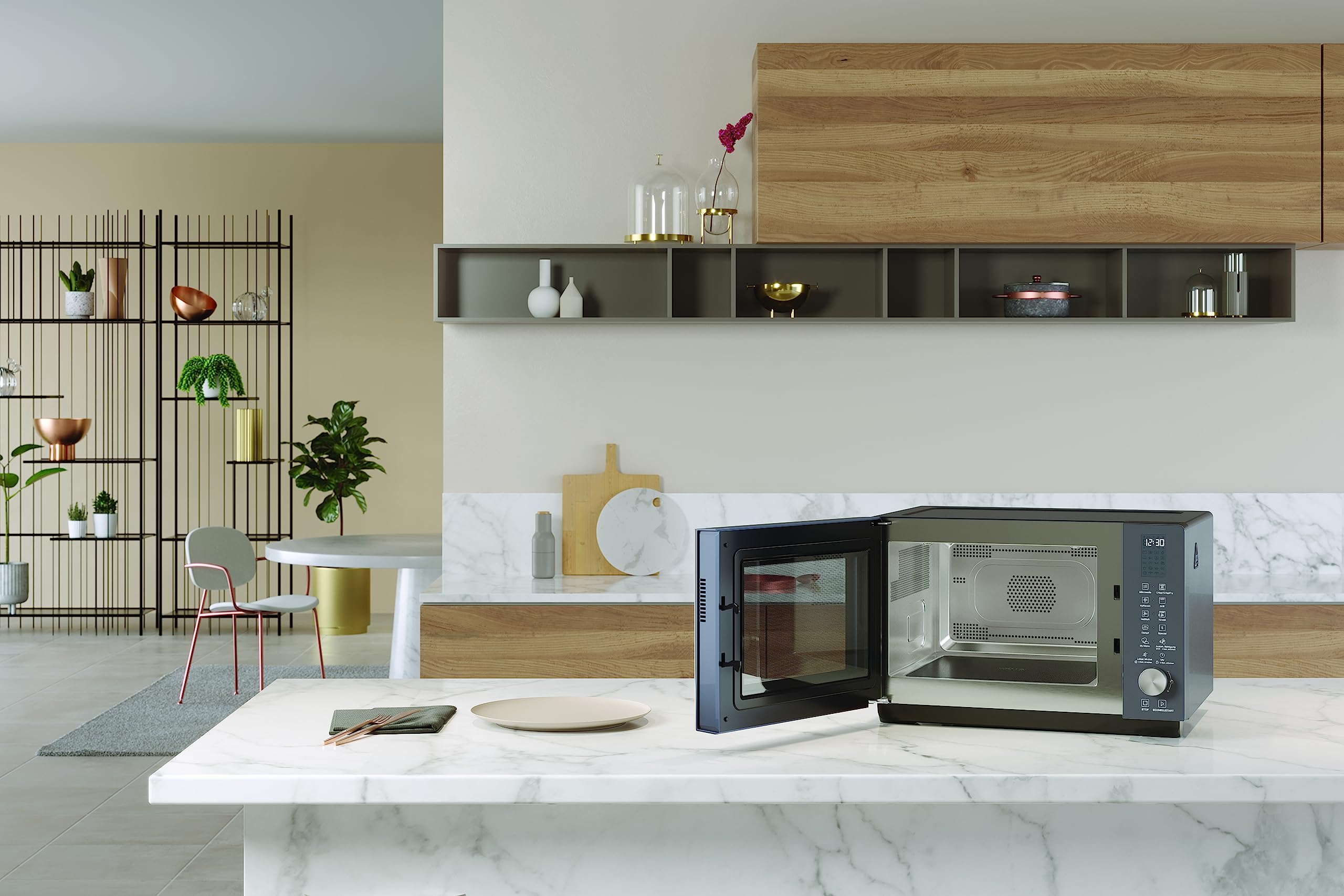 Bauknecht MF 259 SG micro-ondes/espace supplémentaire : break sans plaque rotative/My Menu/Congélateur Crisp/Programmes spéciaux/Fonction vapeur/air chaud/gril à quartz/nettoyage de voiture/cuisson à