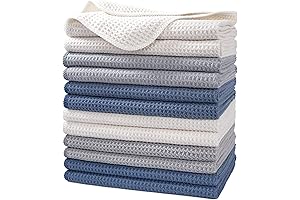 POLYTE Premium Microfiber Kitchen Dish Hand Towel Waffle Weave 12 Pack (16x28...