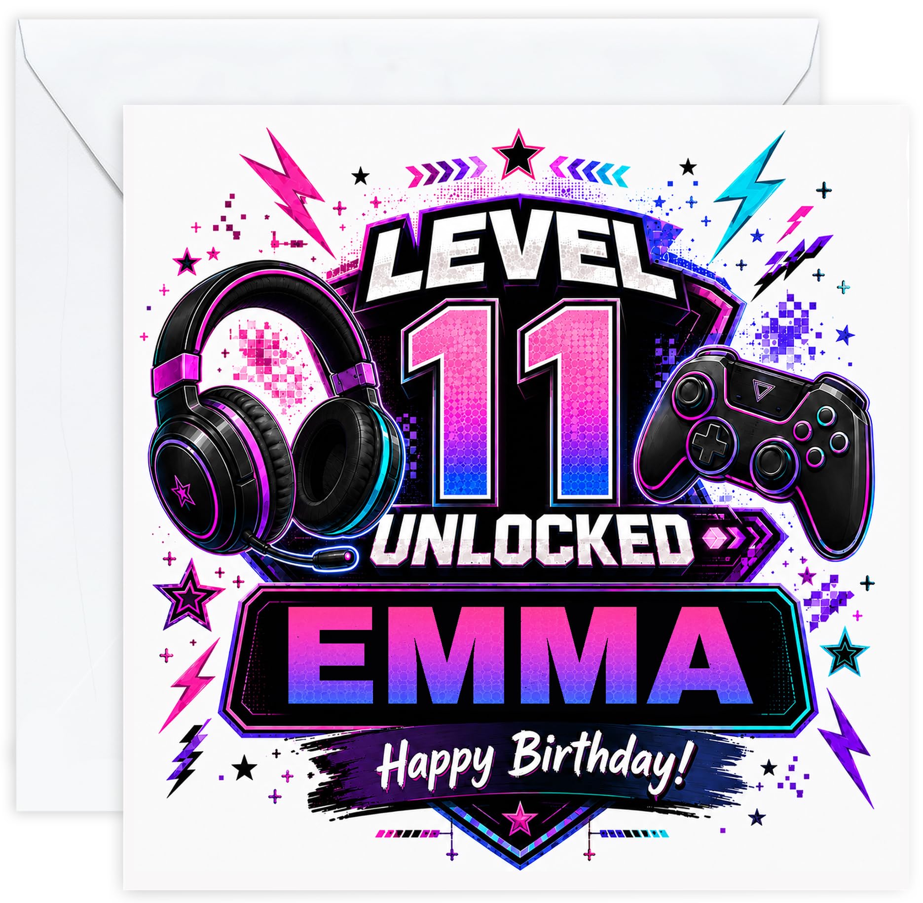 Personalised 11th Birthday Gaming Card for Girl | Gamer Card with Name