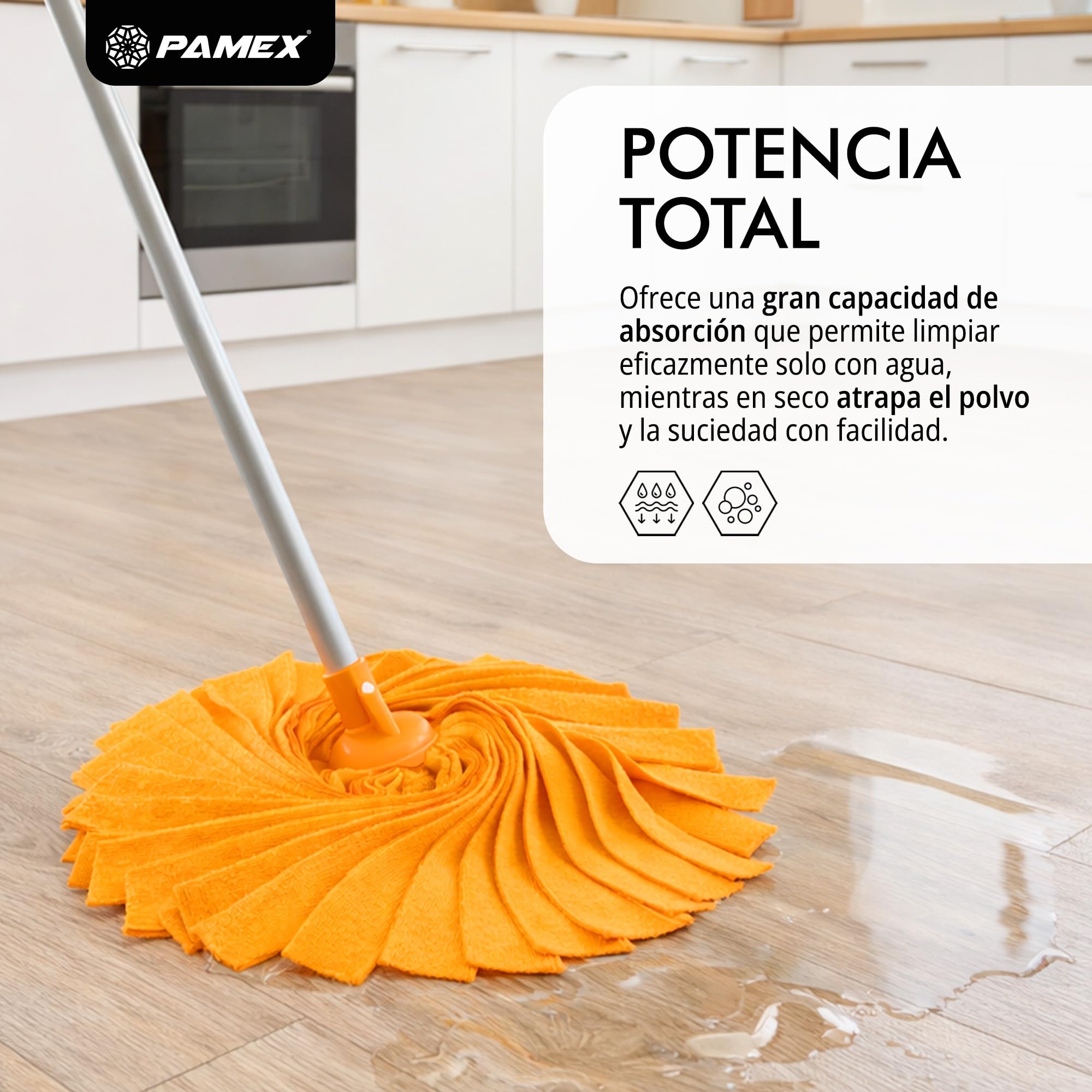 Pamex - Fregona Microfibra Tiras Ambra - 24 Unidades
