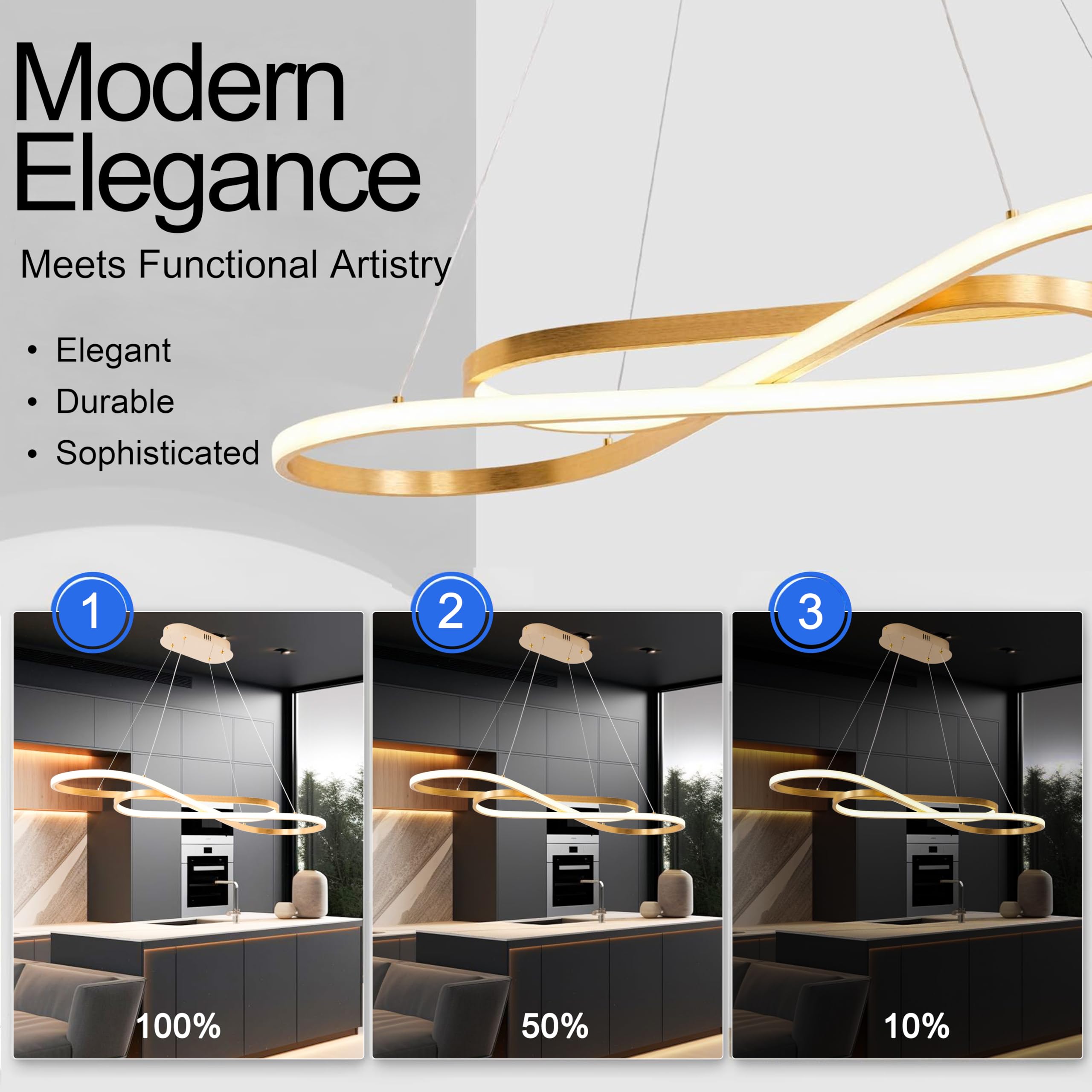 Lamparas de Techo Comedor Colgante LED Regulable, Lampara Comedor con Mando a Distancia, Altura Adjustable Moderna Luz Cocina Techo para Dormitorio Pasillo Decor Iluminación L100cm