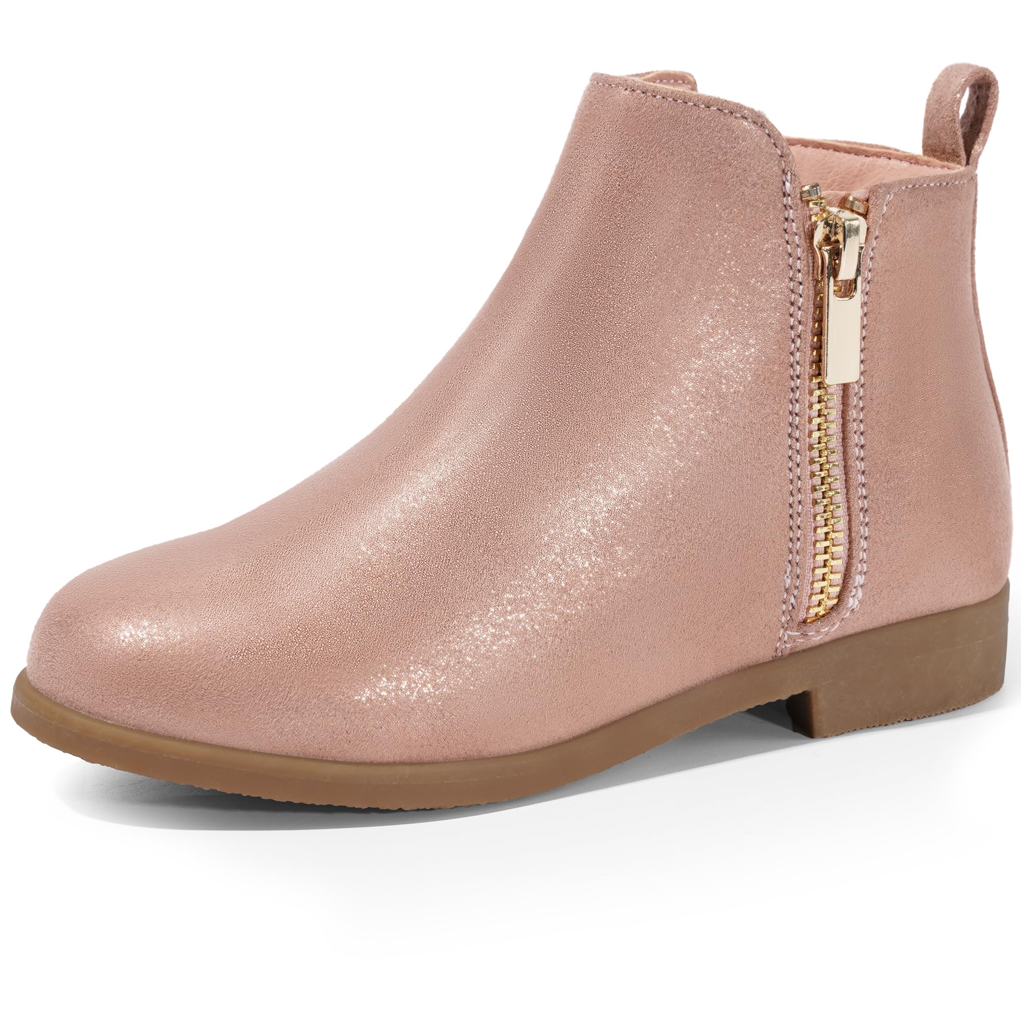 Girls Boots Kids Ankle Boots Zipper School Shoes Elegant Big Kid Fashion Winter Boots Zip-up Short Flat Bootie for Junior/Yourth