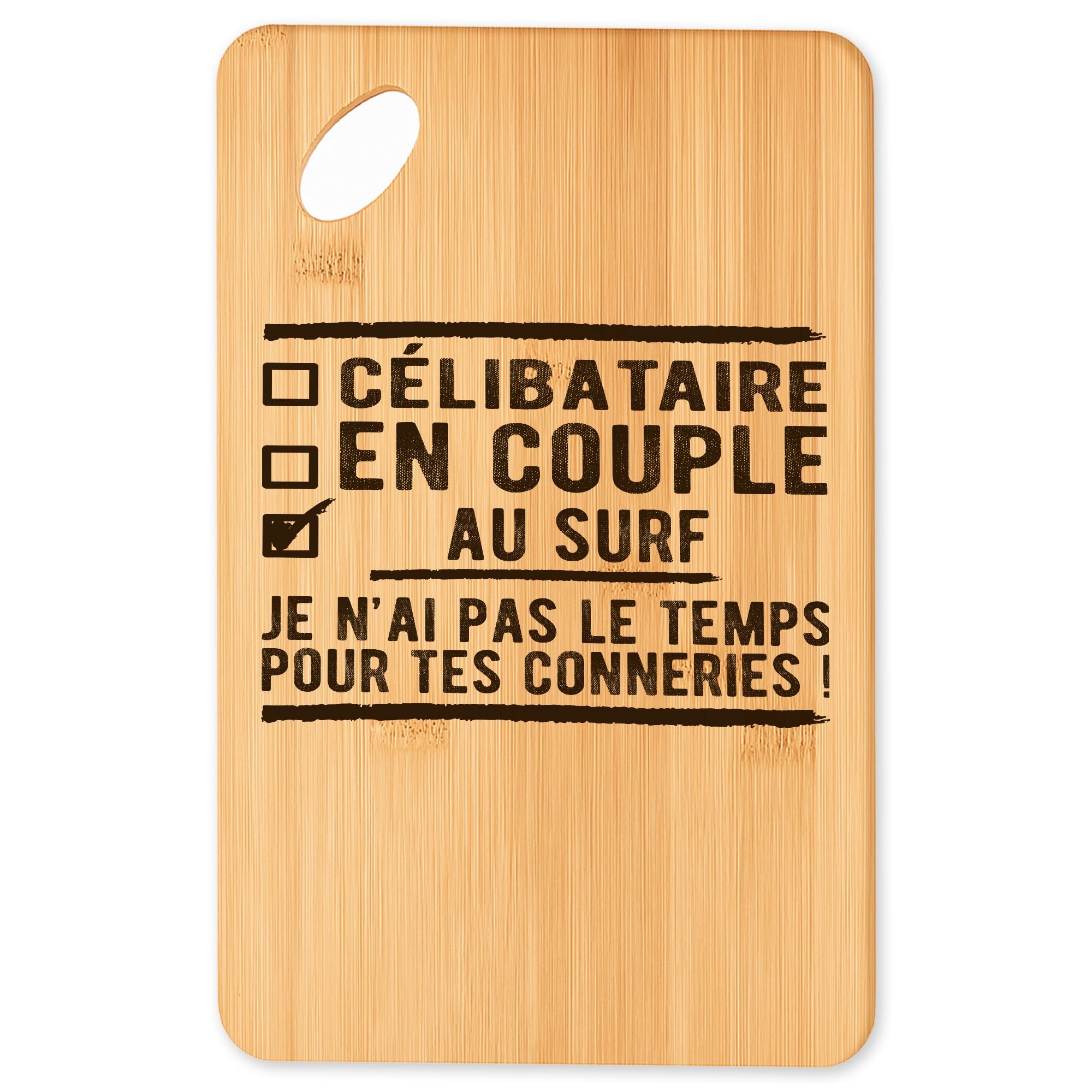 Plateau apéro en bambou forme surf idéal pour vos soirées d'été et barbecues