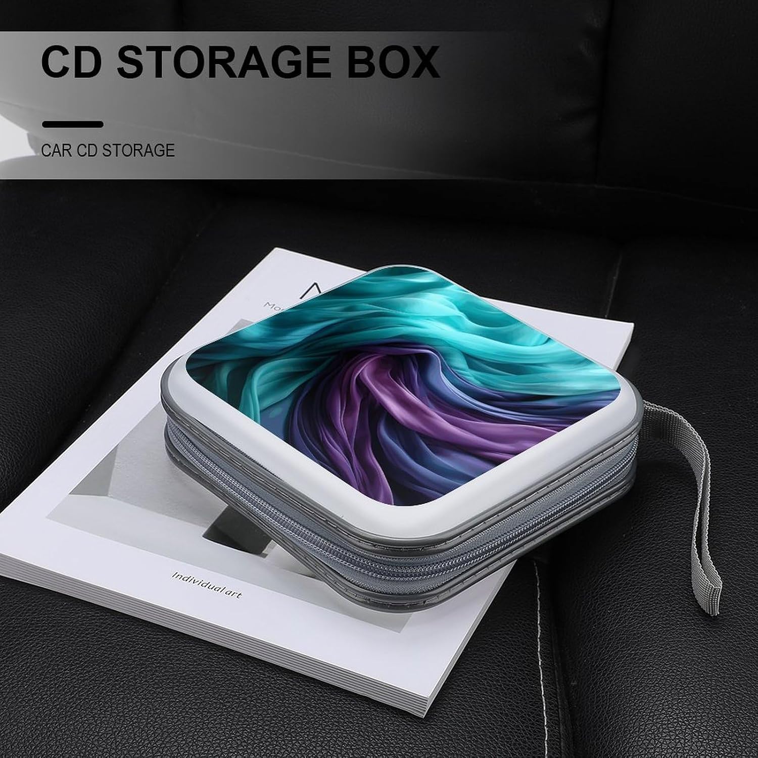 Light Emerald Green And Purple CD Case 40 Capacity CD Holder Organizer Portable Zipper DVD Collection Storage Bag Compact Cases Storage Binder Plastic Holder Disc Car Home Travel image 5