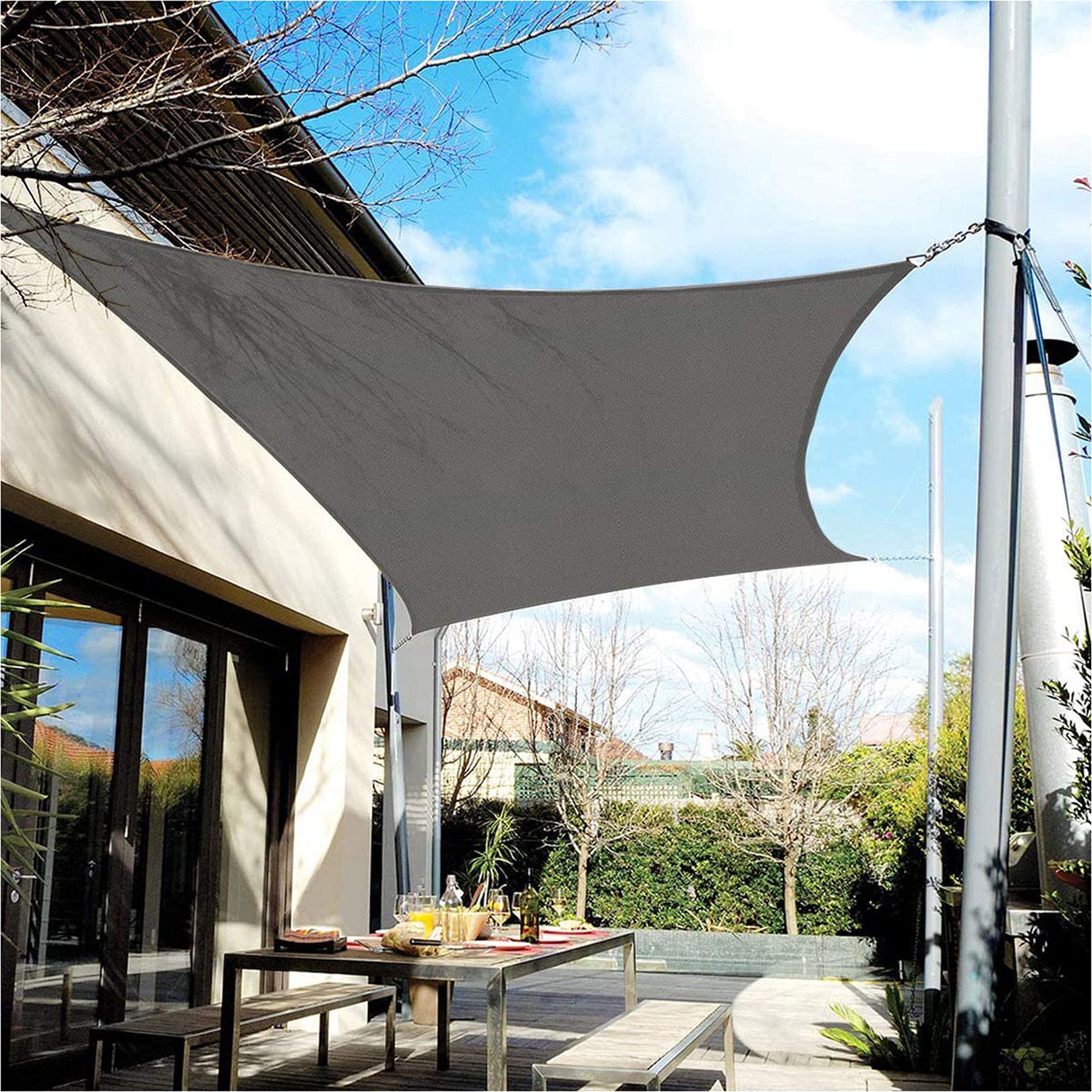 Amazon.de: Groe Markise mit wind- und staubdichten Eigenschaften, 7 x 7 m,  inklusive Befestigungsseilen, ideal fr Garten, Terrasse, Party, Hinterhof  ...