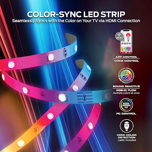 Miniatura 2 de Monster Tira de luz LED de retroiluminación para TV con caja de sincronización de color HDMI para televisores de hasta 85 pulgadas, flujo de color